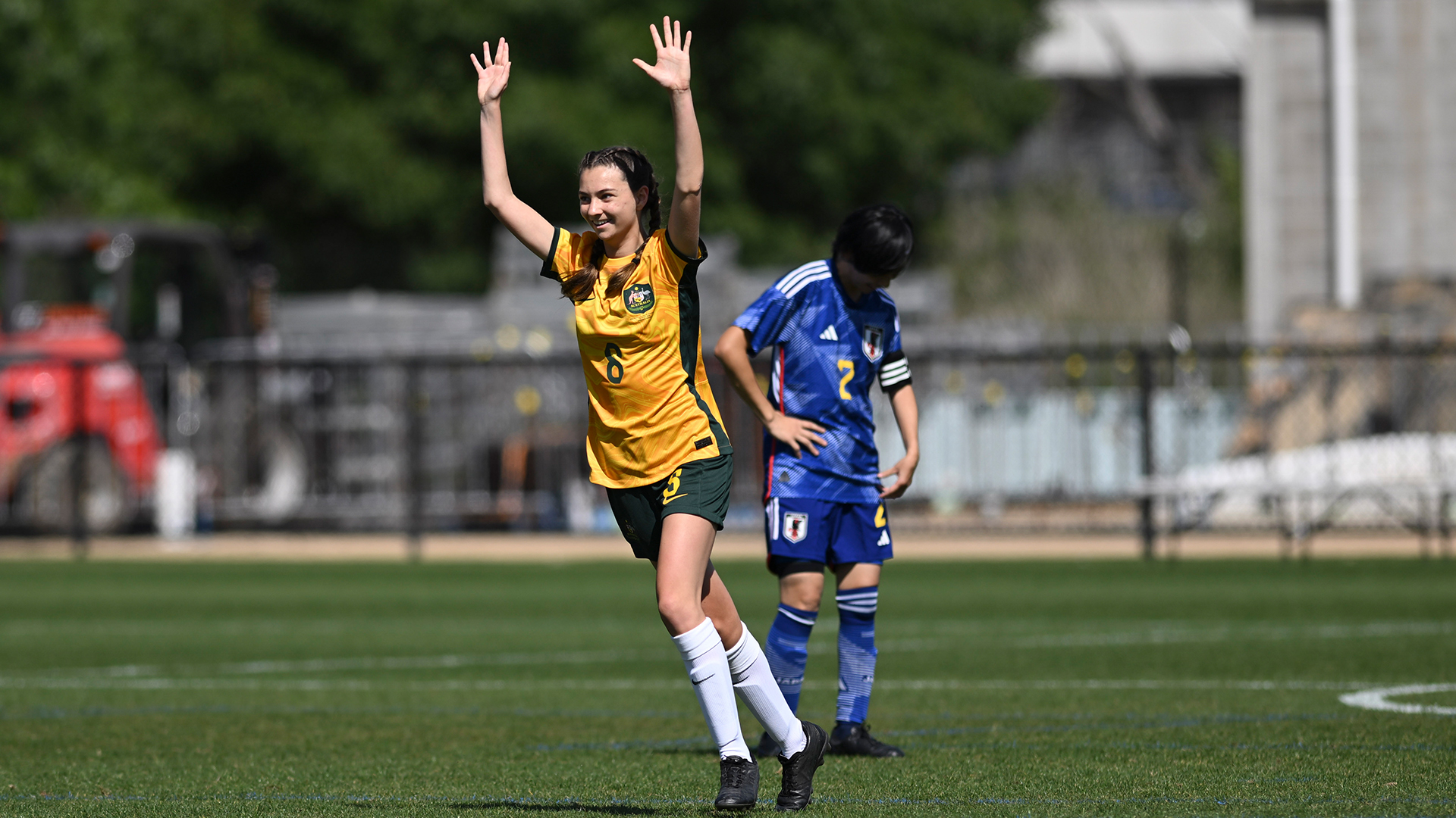 Annmarie de Uriarte celebrates her goal for Australia against Japan during the 2023 IFCPF Asia-Oceania Championships in Melbourne. (Photo: Mark Avellino)