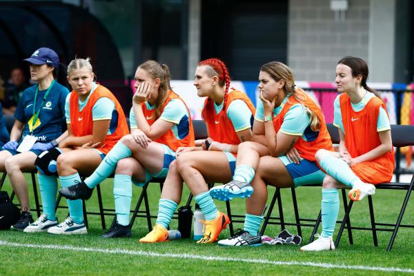 CommBank ParaMatildas watch from the bench. (L-R) - Eloise Northam, Georgia Beikoff, Tahlia Blanshard, Katelyn Smith, Nicole Christodoulou