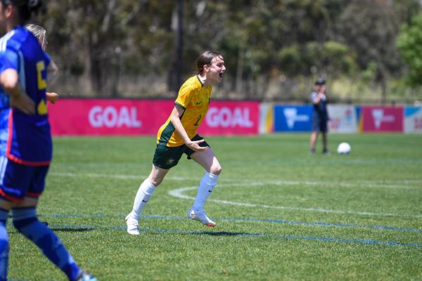Nicole Christodoulou celebrates scoring against Japan on matchday three of the IFCPF Asia Oceania Championships