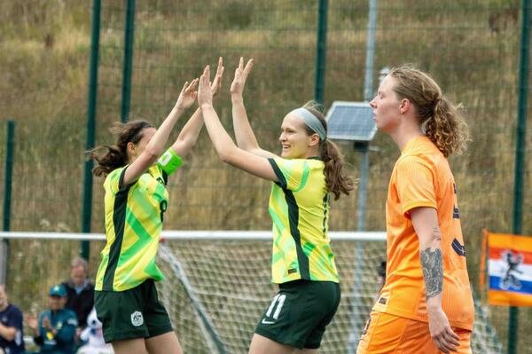CommBank ParaMatildas high fiving after a goal